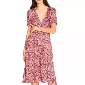 ba&sh Noemie Pink and White Floral Midi Dress